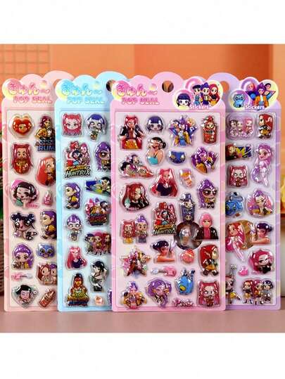 4PCS/8PCS KPop Sticker Cartoon Anime Figure Image Decoration K-POP DIY 3D Relief Three-Dimensional Stickers Collect Toys Apply To Phone Case Notebook Motorcycle Computer Decorations Festival Dress Up Birthday Gifts