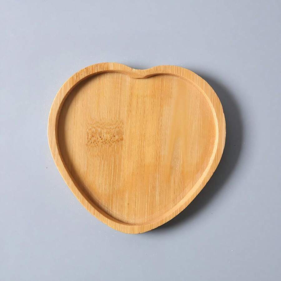 1pc Multi-Functional Wooden Tray With Star And Heart Patterns, Can Be Used As Jewelry Dish, Jewelry Tray, Necklace Tray, Ring Dish, Key Bowl, Decorative Plate, Ideal For Kitchen, Dining Room, Bedroom Decor, And Valentine's Day Gift For Women - Multicolor - View 1