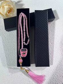 Elegant Gift Set: Mini Ring Counter + 99pcs Pearl Tassel, 99pcs Faux Pearl Muslim Prayer Beads, Electronic Ring Counter With LED Night Vision, Compact Design, Portable, Multiple Colors Available, Practical And Stylish, LED Night Vision Display, Suitable For Prayer Counting, Business Counting, Home Use, Holiday Gifts, Etc. - Multicolor - View 4