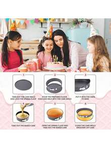 圆形心形烘焙模具，带可拆卸弹簧盖，不粘碳钢烤盘，可堆叠多种尺寸（大/中/小），适合婚礼和情人节烘焙，PTFE 涂层用于芝士蛋糕、分层蛋糕（灰色）