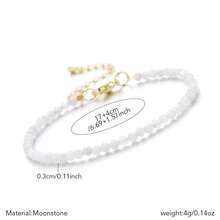 1pc Women's Dainty 3mm Natural Stone Aquamarine Sunstone Adjustable Bracelet, Minimalist Design For Daily Wear, Friendship Gift