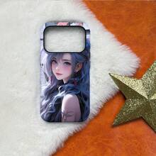 Funda de Teléfono de Entrega Local: Chica Anime de Pelo Azul Tatuaje Mate Esmerilado Funda 2 en 1 - Mate Premium + Fácil de Limpiar| para iPhone 11/12/13/14/15/16/17/Plus/Pro/Pro Max| Opción de regalo de bajo mantenimiento - Blanco - Ver 7