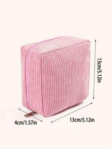 Sanitary Pad Storage Bag, Corduroy Sanitary Pad Storage Bag, Multi-Functional Storage Bag, Portable Storage Bag, Makeup & Lipstick Bag, Large Capacity To Store Sanitary Pads, Tampons, Stationery, Coins, Pencils, Cash, Cosmetics, Essential For Women, Helpful Companion For Outings - 粉紅 - 查看 4