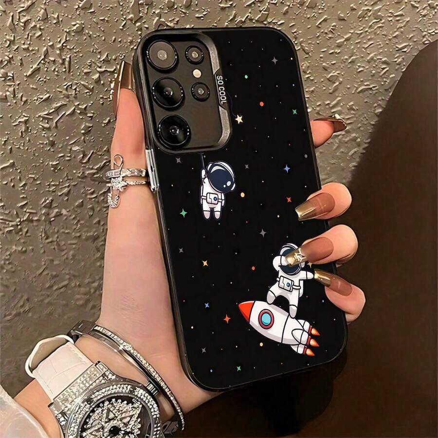 Funda para teléfono "Aventura Espacial Astronauta". Compatible con fundas , 17, 16 Pro Max, 15 Pro Max, 13 y 12. Fabricada en TPU, es resistente a caídas, al desgaste y cómoda de sostener. Un regalo ideal para familiares, amigos, seres queridos, novios/novias y para Navidad. - Negro - Ver 1