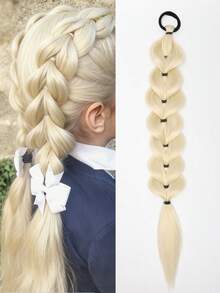 1 chiếc tóc nối đuôi ngựa, tóc giả kiểu bong bóng, tóc nối tổng hợp dành cho bé gái, sử dụng hàng ngày. - Nhiều màu - Xem 16