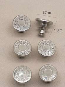 6 Pcs Jeans Buttons Replacement 17mm No Sewing Metal Button Repair Kit Nailless Removable Jean Buttons Replacement Combo Valentines Wedding, Birthday, Buttons, Sewing, Sewing Supplies, Sewing Accessories, Craft Supplies, DIY, Crafts For Adults - 銀色 - 查看 2