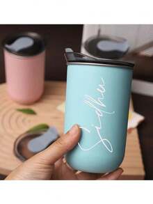 1pc Customized Stainless Steel Insulated Tumbler - Double Wall Vacuum Sealed Coffee Cup With Personalized Name Option, Cold Drink Cup | Elegant Matte Finish | Double Wall Insulation, Coffee Cup, Reusable, Multipurpose, Decorative, Fashionable, Refined, High Quality, Customized, Personalized, Unique, Suitable For Him, Her, Girlfriend, Boyfriend, Dad, Mom, Family, Friends, Son, Daughter, Student, Worker, Kids, Office, Tea Room, School, Home Use - Multicolor - View 2