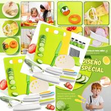 13 Piezas Montessori Herramientas de cocina para niñosCuchillos Para Niños Juego de Cocina Infantil Para Cocinar y Cortar Pasteles Frutas y Verduras Para Niñas Niños Juguetes Regalos de NavidadConveniente y duradero, para niños - Multicolor - Ver 1
