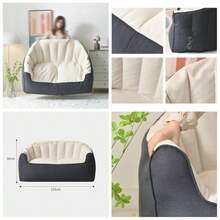 Nuevo sof Perezoso Doble puf, Adecuado para jardn, Sala de Estar, Dormitorio, Beige - Gris oscuro - Ver 1