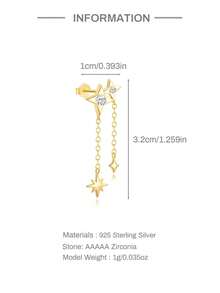 1 chiếc khuyên tai tua rua hình ngôi sao và mặt trăng bằng bạc Sterling 925, phong cách Punk thời Trung cổ, trang sức tinh tế, phù hợp để đeo hàng ngày, dự đám cưới, tiệc tùng, lễ đính hôn, kỷ niệm, ngày Valentine và các dịp khác. - Vàng - Xem 21