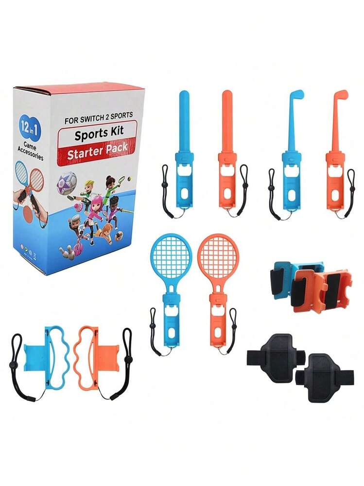 适用于 2 的运动体感套装，互动高尔夫/击剑游戏配件，Switch 2 左右控制器体感配件套装，盒装 - 彩色 - 查看 2