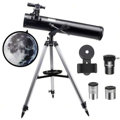 Fast Charging Large Size Photography Accessories Tripod With Fill Light Telescope Reflector 76mm Aperture 700mm Focal Length High Powered Professional Astronomy Telescopes For Adults Beginners With K Eyepieces Adjustable Tripod Smartphone Adapter Women's Day Birthday Gift Anniversary Celebration