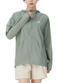 CAMEL CROWN 女士 UPF 50+ 防晒 UV 夹克，全拉链轻便连帽运动卫衣 - 淡豆綠 - 查看 8