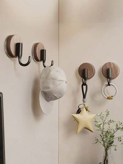 1个 2个 4个 白色 黑色 实木挂钩，无需打孔，实木材质，坚固耐用，易于安装。一个挂钩，一块木头，勾勒出简约生活。