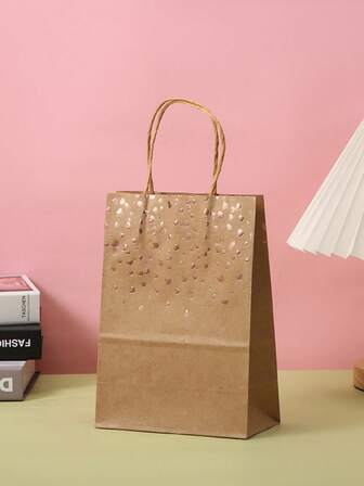 10/20pcs Valentine's Day Paper Gift Bags With Handles, Kraft Paper Packaging Bags, Suitable For Valentine's Day, Birthday, Wedding And Various Occasions. Reusable Shopping/Takeout Bags With Handles, Ideal For Fun Gifting, Novelty Gift Exchange, Valentine's Day Gift Wrapping And Party Favors.