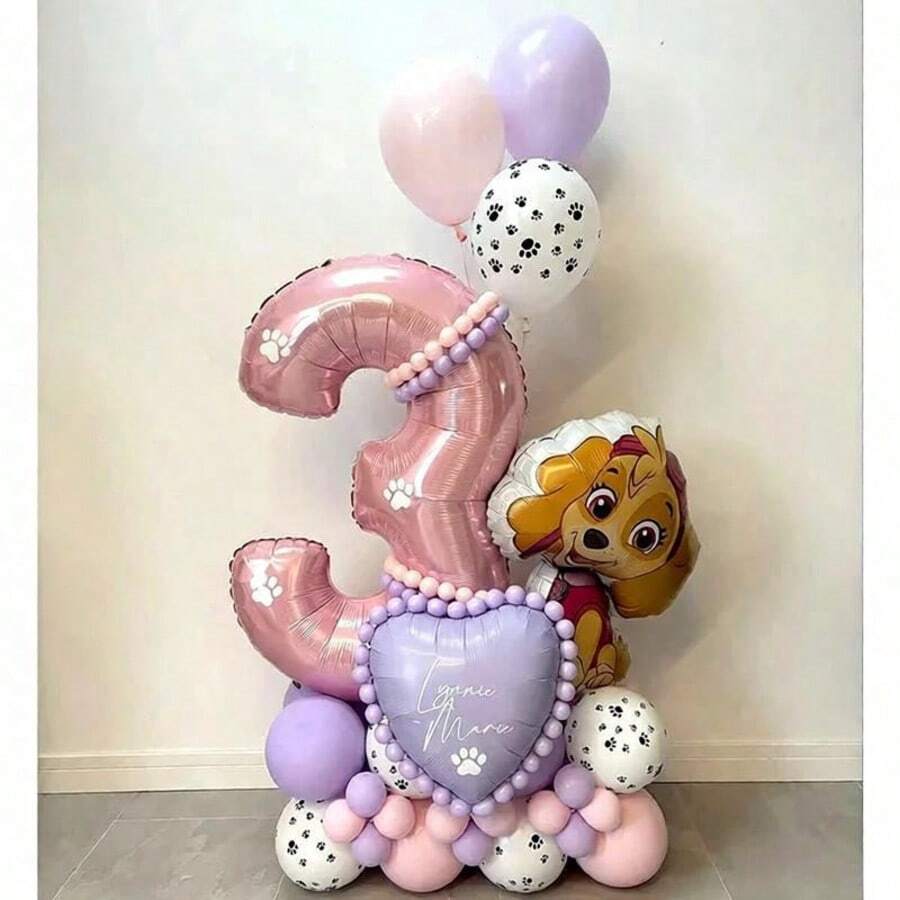 汪汪队立大功卡通铝箔气球套装，数字生日气球，适合生日派对、婴儿派对装饰和礼物