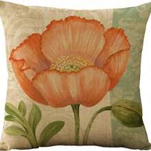 4 Packs Orange Vintage Flower Pattern Throw Pillow Covers - 17.7*17.7 Inches, 2D Digital Single-Side Printing, Machine Washable With Zipper, Decorative Throw Cushion Cases, Suitable For Living Room, Couch & Bed (No Inserts) - Multicolor - View 5