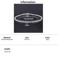 Ondia One 新款 2mm-5mm 100% 莫桑石网球手链 D 色 925 纯银镀白金钻石测试通过珠宝带有 GRA 证书适合女性的礼物。