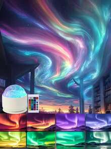 1pc Northern Lights Atmosphere Lamp, Dynamic & Romantic, Starry Sky Projection Light, Colorful Rotating Mood Lamp For Bedroom - Multi-color light - View 5