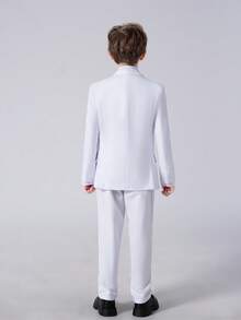 Boys Suit 5 Piece Jacket Vest Pants Shirt Tie Random Wedding Birthday Party Gift Performance Uniform School Uniforms Size 4-16Y Teens Suits Tuxedo Kids Clothes - 白色 - 查看 4