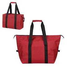 Reusable Insulated Cooler Bag With Zipper For Food, Thick Aluminum Foam Carrier Bag For Frozen Products - Màu Đỏ Sâu - Xem 10