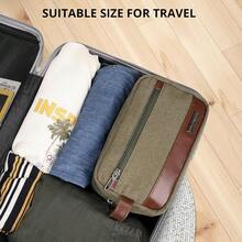 WITZMAN Canvas Toiletry Bag For Men Hanging Dopp Kit Organizer Water-Resistant Travel Toiletries Bag Men Bathroom Bag With Wet Pocket A8001 Army Green