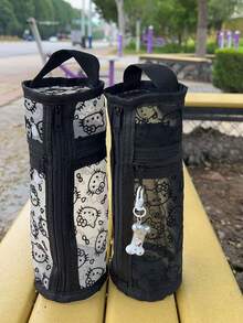1 pezzo Borsa a secchiello multifunzione grande in rete con motivo Sanrio Kitty, portabile, in piedi da sola, borsa per cosmetici, accessorio da viaggio - Multicolore - Visualizzare 7