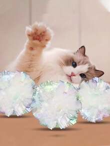 猫玩具套装，包含会发出吱吱声的纸球，适合室内猫，互动式幼猫玩具，多色踢球，缓解无聊，追逐训练幼猫玩具，逗猫棒，自娱自乐猫球宠物用品