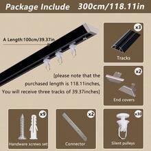 1 套铝制 V 型隐形超薄窗帘轨道 - 可调节拼接浴帘轨道、天花板或壁挂式窗帘滑动单轨、静音滑动、适用于家庭和浴室（颜色：黑色、白色）家居浴室装饰秋季装饰浴室配件返校