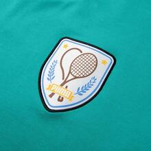 Sudadera informal de manga larga con cuello redondo y estampado PUMA para hombre, azul y verde