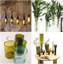 Cortador de botellas de vidrio, versión mejorada del cortador de botellas, botellas redondas, cuadradas y cuellos de botella, adecuado para botellas de vino, cerveza, whisky, champán-Negro - 1 - Ver 9