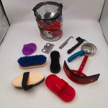 10件套马匹梳理清洁工具，包括马刷、马梳、刮汗器、蹄钩等，马匹护理用品 - 混色十件套裝 - 查看 2