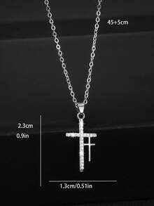 1pc Unisex Luxury Copper Zirconia Punk Style, Multi-Style Cross Pendant Religious Necklace, Minimalist Hollow Cross Necklace, Adjustable Chain Length, Suitable For Gatherings, Parties, Holidays, New Year Jewelry Gift - Multicolor - View 3