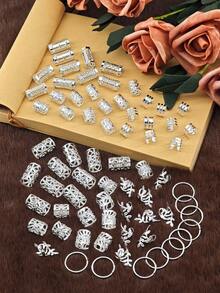 70 hạt kim loại cài tóc, dây buộc tóc, vòng tết tóc, phụ kiện tết tóc bằng kim loại có thể điều chỉnh, phù hợp cho tóc tết kiểu dreadlocks, kẹp tóc càng cua, kẹp tóc cài ngang trán, kẹp tóc cài đầu, phụ kiện đội đầu, ghim cài tóc - Bạc - Xem 4
