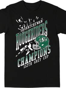 Oversized Summer StreetwearMen's CFL Saskatchewan Roughriders Logo T-Shirt - Official Team & Roughriders Design, Casual Fan Apparel, Gift For Boyfriend, Apparel, Year-Round Fit (Black)100% Cotton Summer Tops Summer T Shirts Summer Outfit For Women - Black - View 6
