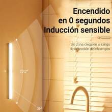 Luz Led con Sensor de Movimiento 2 Modos Ajustables 30 cm Lampara LED Recargable Luz LED de Interior con Ajuste de Brillo para Libreria Armario Dormitorio Pasillo 2pcs Luz Blanca - Blanco - Ver 4