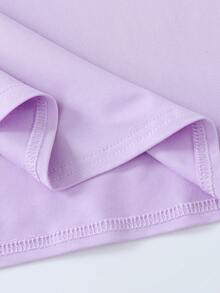 Girls' Cartoon Print Short Sleeve T-Shirt, Girls' Summer Round Neck Blouse - Purple - View 7