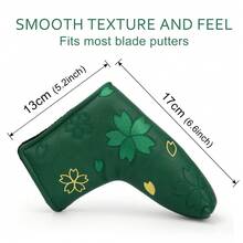 1pc Elegant Embroidered PU Magnetic Closure Golf Putter Cover, Protective Golf Club Head Cover For Women - Multicolor - View 4