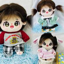 1件毛绒时尚娃娃服装，可搭配不同服饰，可选配骨架（骨架可活动娃娃的手臂和腿部），送给朋友的完美礼物，长长的深棕色头发。可爱的连衣裙。 - 彩色 - 查看 1