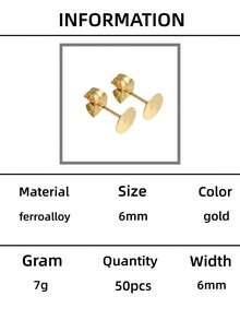 20/50 pièces/paquet Ensemble de boucles d'oreilles à dos plat en acier inoxydable de couleur dorée, comprenant un support de boucles d'oreilles à dos plat et un bouchon d'oreille en acier inoxydable, boucles d'oreilles DIY hypoallergéniques. La variation de couleur est normale et la taille du bouchon d'oreille doit correspondre à celle de la boucle d'oreille. La taille du bouchon d'oreille est sujette au produit réel - Or jaune - Voir 13