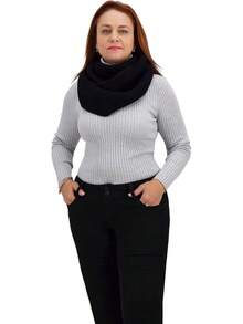 Bufanda Infinita para Mujer, Cuello Tejido Suave y Cálido, Ideal para Invierno, Diseño Elegante, 100% Acrílico, Fácil Cuidado y Comodidad Todo el Día - Negro - Ver 8
