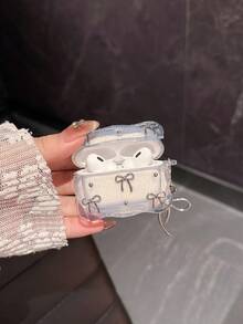 New Twist Lace Faux Pearl Bow Earphone Protective Case, Suitable Compatible With Apple 1/2/3/4/Pro/Pro2(Nd)/Pro(3rd) - Clear - View 1