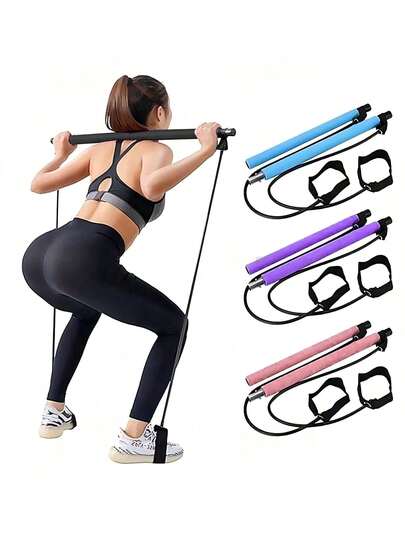 Pilates Stick Set, Includes Resistance Bands, Multi-Functional Yoga Pilates Stick With High-Strength Metal Adjustable Buckle, Unisex, Home Gym Pilates Resistance Stick Set, Suitable For Full Body Workout