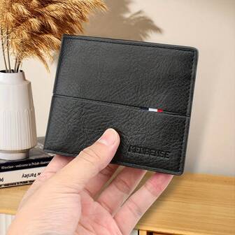 男士时尚轻薄钱包 - 黑色纹理PU皮革超薄钱包，带零钱包和卡槽 - 结实耐用的现金夹。这款优雅时尚的钱包适合日常使用、商务出行、校园生活、旅行和休闲外出，是男士的必备配饰。