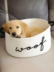 编织绳收纳篮,绣有“汪汪”字样 - 宠物玩具收纳篮,可存放磨牙玩具、毯子和牵引绳,海军蓝提手,可堆叠设计,个性化宠物收纳篮,适用于猫狗。宠物礼物、圣诞家居装饰、个性化礼物、男女皆宜的最佳圣诞礼物,适合节日家居和办公室桌面装饰、房间装饰、旅行必备品。 - 彩色 - 查看 9