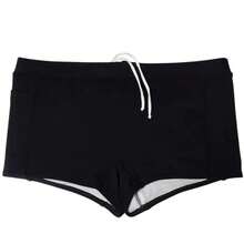 Men's Plain Lined Swim Trunks For Swimming And Beach - 黑色 - 查看 2