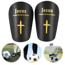1 Pair Mini Soccer Shin Guards, Gold Cross Pattern, Unisex Thickened Sports Protective Gear, Durable Anti-Collision, Fitted Calf Design, Suitable For All Seasons - Golden Cross - View 2