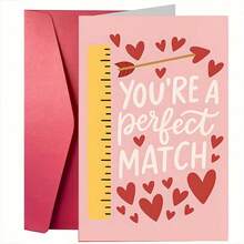 A Heartfelt Valentine's Day Card - "You Are My Perfect Match", Ruler & Heart Arrow Design, Quality Greeting Card (4.72x6.7in) With Envelope, Gift For Wife/Husband/Boyfriend/Girlfriend - Multicolor - View 10