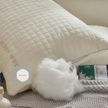 Almohada beis acolchada con cremallera, lavable en máquina, comodidad para todas las estaciones, cubierta y relleno de poliéster, almohada de apretado profundo, núcleo de almohada de soporte esponjoso transpirable - Blanco - Ver 5