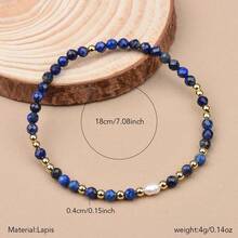 1 件休闲养殖珍珠和天然宝石（绿柱石、萤石、紫水晶、玛瑙）串珠可调节弹性手链，适合男士和女士，珠宝礼物 - 18cm,4mm - 查看 14